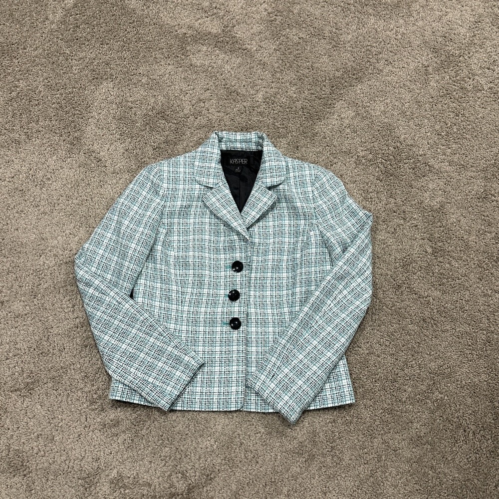 Women's Kasper Size 6 Button Up Long Sleeve Suit Jacket With Collar